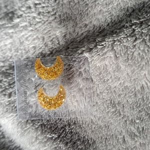 💜Yellow/gold moon earrings